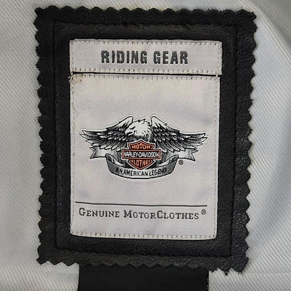 Harley-Davidson Leather Motorcycle Jacket Womens Large Black Studded Lace Up - Picture 6 of 15